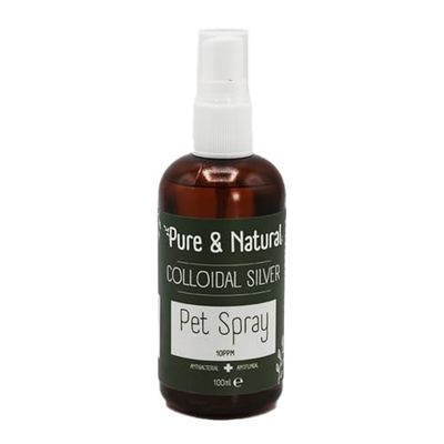 Pure & Natural Premium Colloidal Silver Spray for Dogs & Other Pets - 10ppm Antifungal, Antibacterial Pet Care - 100ml