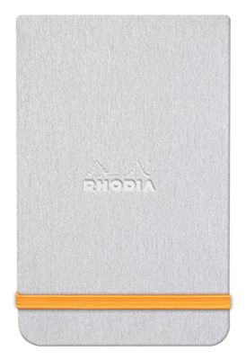 RHODIA 194374C - Hard Notebook Webnotepad Silver - A5 - Lined - 192 Detachable Pages - Clairefontaine Ivory Paper 90 g/m - Bookmark, Elastic Closure - Faux Leather Cover - Rhodiarama