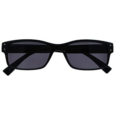 OPULIZE Black Reading Sunglasses Reading Glasses UV400 Mens Womens Spring Hinges UVSR011 +2.50