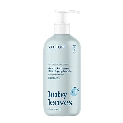 ATTITUDE 2in1 Hair Shampoo and Body Wash for Baby, Plant and Mineral-Based Gentle Formula, EWG Verified, Vegan Baby Products, Good Night, 473 mL