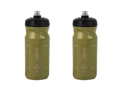 ZEFAL Pack Sense Soft 65 Bidon Velo et VTT- Lot de Deux Gourdes Sport Souples et Inodores - Bidon Eau Sans BPA - Tetine Silicone - Vert Olive, 2 x 650 ml