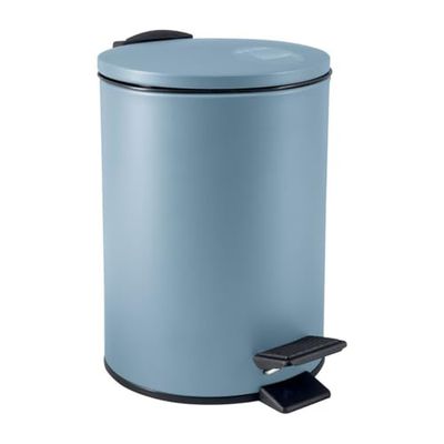 Spirella, Poubelle à Pédale en Acier, Modèle Adelar, Mécanisme slow close, le couvercle se referme doucement et silencieusement, Revêtement anti-traces de doigts, Bleu Acier, 3 Litres