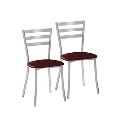 ASTIMESA SCRRBU Deux chaises de Cuisine, métal Similicuir Aluminium, Bordeaux, Altura de asiento 45 cms