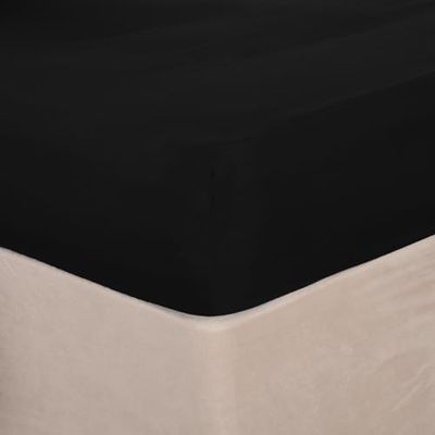Brentfords enfärgat anpassat lakan icke järn supermjukt lättskött mikrofiber, svart - enkel storlek