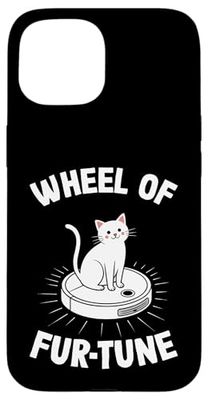 Wheel Of Fur-Tune Cat On Robot Vacuum Cleaner Cat Case for iPhone 15