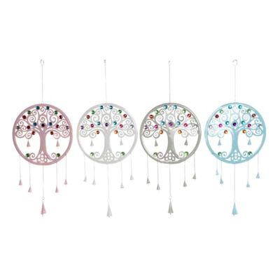 DKD Home Decor Hanging Decoration Tree Blue White Grey Pink 33 x 3 x 81 cm (4 Units)