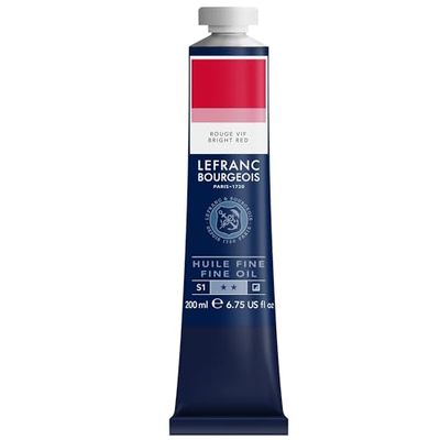 Lefranc Bourgeois 301815 Pittura a olio pregiata di ottima qualità, resistente alla luce e di consistenza uniforme, tubo da 200 ml, ideale per telai, tele, tavole da pittura - Rosso Brillante