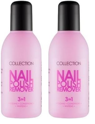 Collection Cosmetics 3-in-1 Nail Polish Remover, Cleans, Conditions and Whitens, 150ml (Pack of 2)