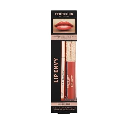 Profusion Cosmetics Lip Envy - Nude Nectar Lip Gloss and Liner Set, Bold Pigment, Smooth Application, Vegan-Friendly, Glossy Finish