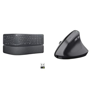 Logitech Ergo K860 for & Trust Yuno Souris Ergonomique sans Fil,
