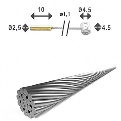 XLC SH-X13 Shift cable 2250 mmDual nippel (4x4 mm and 5x3 mm), fits Campagnolo/SRAM/Shimano etc. 19 wires