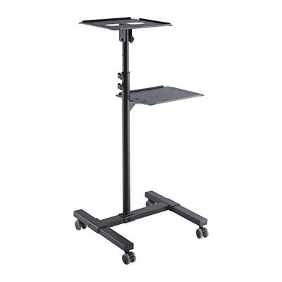PureMounts Carrinho de projeção inclinável / mesa de projeção para projetores e projetores, ajustável de forma flexível (950 mm a 1450 mm), rodas bloqueáveis, capacidade de carga de 10 kg, cor preta