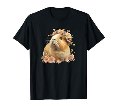 Flowers Floral Cute Wheek Merch Guinea Pig Lover Maglietta