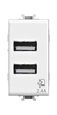 4Box USB 2.4, toma USB de pared 2,4 A, compatible con Bticino Matix, color blanco