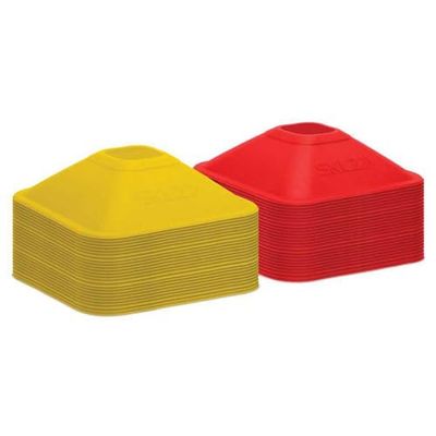 SKLZ Mini Cones – 5 cm träningskoner (set om 50) för smidighets- och hastighetsövningar – stabil fyrkantig bas – högsynliga gula och röda koner – inkluderar bärrem för enkel transport och uppsättning.