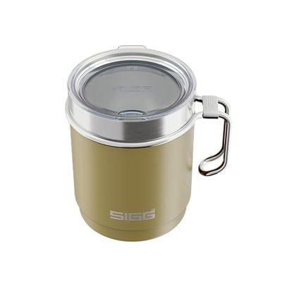 SIGG - Tazza termica Travel Mug Sand - Coperchio e manico in Tritan - Va in lavastoviglie - BPA Free - Acciaio inox 18/8 - Camping e trekking - Beige scuro - 0,36L