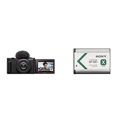 Sony vlogcamera ZV-1F | Digitale camera (kantelbaar scherm, 4K video, slow motion, vlogfuncties) — Zwart & Sony NP-BX1 Li-Ion batterij (type X, 3,6V, 1240mAh) voor cyber-shot