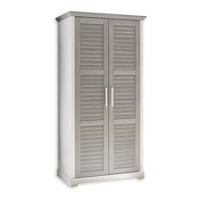 Stella Trading Alma Chambre de bébé, en pin Massif, Blanc/Gris, Armoire Polyvalente battantes à 2 Portes avec Beaucoup d'espace de Rangement, Kleiderschrank 2-türig