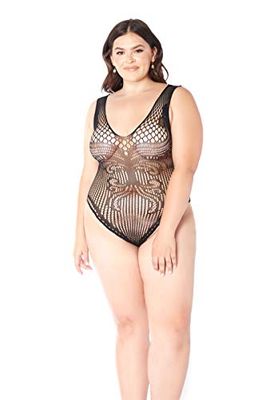 Glitter Knit Teddy a rete con motivo floreale, Queensize, nero