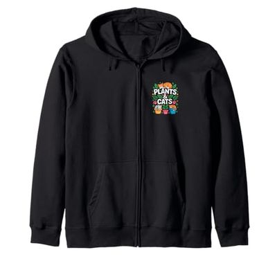Plants Cats Cute Cat Lover Plant Zip Hoodie