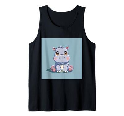Lindo hipopótamo de Dibujos Animados hipopótamo Chibi Lindo Camiseta sin Mangas