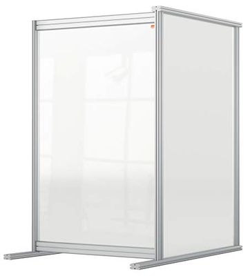 Nobo Clear akryl skrivbordsavdelare, 1,44 m hög, fristående skyddande barriär för socialt avstånd, skydd och skärmsystem, Skärmvägg, Premium Plus 600 x 1000 mm 1915498