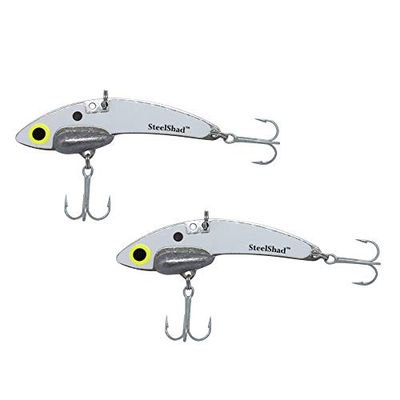 SteelShad - Mini Serie (1/4 oz) White Shad - Paquete de 2 - Crankbait sin Labios para la Pesca de Agua Dulce Pesca en Hielo, Cacerola, Crappie, leña y lubina