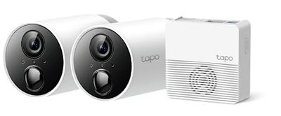Tapo TP-Link C400S2 Outdoor Wi-Fi Camera Battery, 1080p Full High Definition, Wireless Security System to 2 Cameras, Waterproof IP65, 2 Way Audio, Contains Hub H200