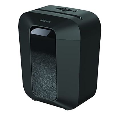 Fellowes distruggi documenti a miniframmento LX41, 8 fogli, per casa e piccolo ufficio, uso personale, cestino da 17 litri, distruggidocumenti con blocco di sicurezza, nero