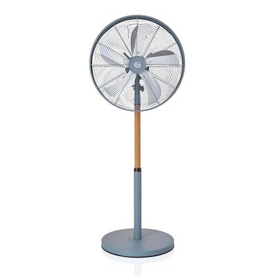 Swan SFA16910GRYN Nordic 16-Inch Pedestal Fan with 4 Power Levels, Oscillation Function and Adjustable Height, Grey with Wood Effect Accents