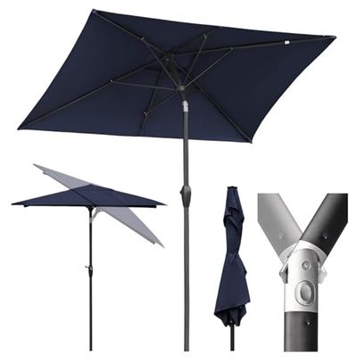 Sekey Aluminum Parasol, 210 × 140 cm, parasol, rechthoekig, voor balkon, tuin en terras, zonwering UV 50+