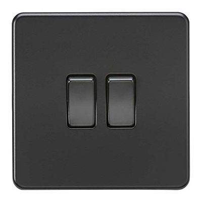 Knightsbridge SF3000MBB - Interruttore a bilanciere senza viti 2G, 230 V, colore: nero opaco