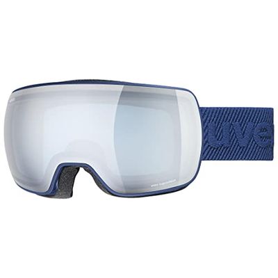 uvex compact FM, gafas de esquí unisex, antidistorsión y antivaho, visibilidad sin distorsiones, navy matt/silver-blue, one size