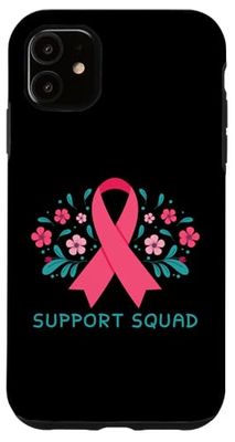 Support Squad Floral Pink Ribbon Breast Cancer Awareness Case for iPhone 11