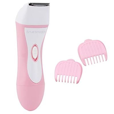 Babyliss 8772BU - Rasoio per bikini True Smooth con 2 guide a pettine, portatile, per uso bagnato/asciutto, taglio di precisione per un taglio delicato, funzionamento a batteria, senza fili, gambe da