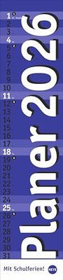 Langplaner, blau 2026: Praktischer Streifenkalender fürs Büro. Länglicher Wandkalender mit genug Platz für Notizen. Terminkalender 2026. 11 x 49 cm