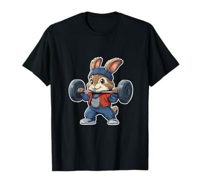 Palestra Bunny Bilanciere Pressa Pesi Atleta Coniglio Gra Maglietta