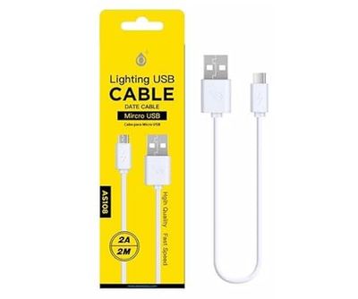 Watio Wave Cable USB - cable de datos USB 2.0 a micro USB de 2m, 2A, color blanco, ideal para carga y transferencia de datos.