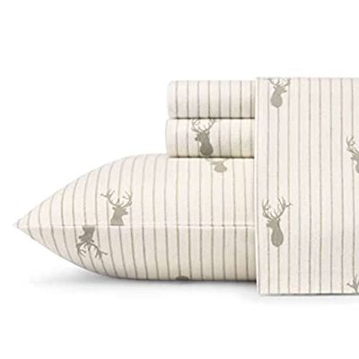 Eddie Bauer - Coleção de flanela - Conjunto de lençóis de algodão, pré-encolhido e escovado para maior suavidade, conforto e sensação aconchegante, Deer Lodge, Twin