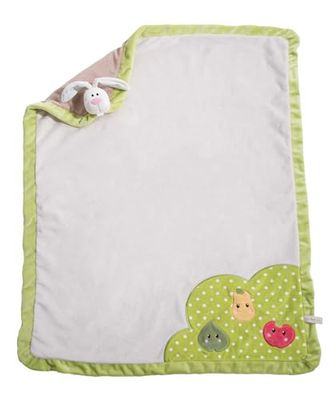 NICI Baby knuffeldeken met konijn 75x100 cm gekleurd - Knuffeldeken voor baby's en kinderen - zachte pluchen deken - warme deken voor meisjes en jongens