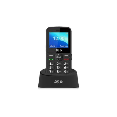 SPC Fortune 2 - Telefono cellulare con tasti e numeri grandi per anziani, pulsante SOS, campanello e notifiche intelligenti, volume extra alto, dock di ricarica USB-C, senza caricabatterie, nero