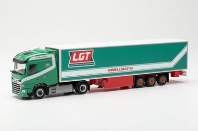Herpa modello di camion DAF XG Koffer-Sattelzug "LGT Logistics AS" (Dänemark/Horsens), in scala 1:87, pezzo da collezione, modello tedesco, statuetta plastica