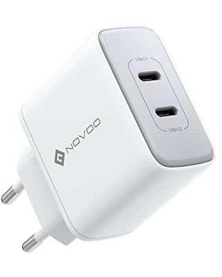 NOVOO 35 W USB C oplader, 2 poorten GaN III oplader, compacte reisoplader voor MacBook Air, iPad Pro, Pixel, iPhone 14-8, Galaxy, Samsung S10/S20/S22+