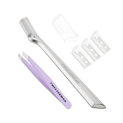 Tweezerman Exclusive Eyebrow Razor & Lavender Mini Slant Tweezer Set