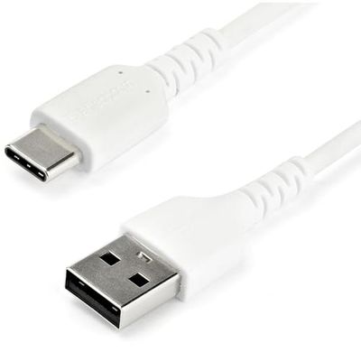 StarTech.com 2m USB A naar USB C Lader Kabel, Rugged Fast Charge & Sync USB 2.0 naar USB Type C Data Kabel met TPE Aramidevezel Mantel, M/M, 3A, Wit, Samsung S10, iPad Pro, Pixel (RUSB2AC2MW)
