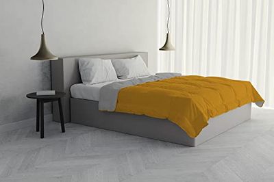 Italian Bed Linen Summer Duvet, Microfiber, Ocher/Light Grey, 2 Seater