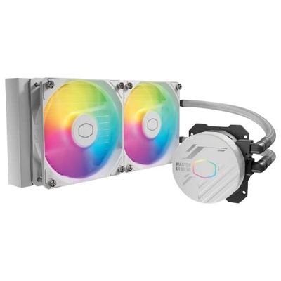 Cooler Master MasterLiquid 240L Core White 240 mm Close-Loop AIO vloeistofkoeler, ARGB Sync, Gen S koudplaatpomp, 120 mm PWM, CryoFuze 14W/mK, AMD Ryzen AM5/AM4, Intel LGA1700/1200 (MLW-D24M-A18PZ-RW)