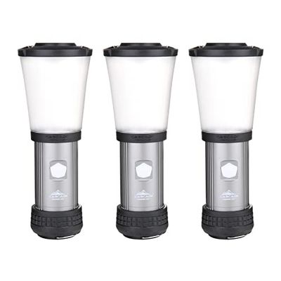 Cascade Mountain Tech Lot de 3 lanternes de poche LED étanches IPX4 de 500 lumens avec 3 modes d'éclairage pour une utilisation en extérieur et en urgence