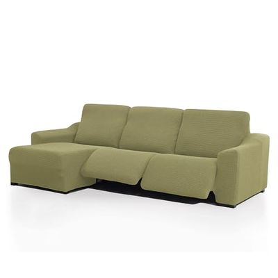 FAVERTI Housse de canapé d'angle courte gauche (vue de face) deux pieds | Modèle NOVELE | Housse de chaise de relaxation super réglable pistache | Protecteur de qualité en tissu jacquard toucher coton