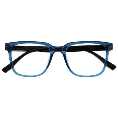 OPULIZE LEO Gafas de Lectura - Montura Rectangular Grande - Azul - Patillas Negras - Hombre Mujer - Bisagras de Muelle - R55-3 - +3.00